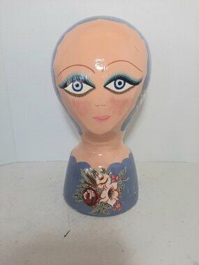 April Cornell Paper Mache Floral Decorative Wig Stand.